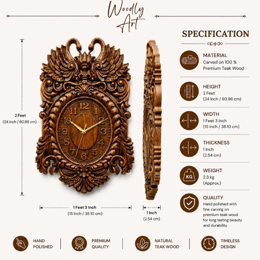 Swan Crest Antique Wall Clock - Image 2